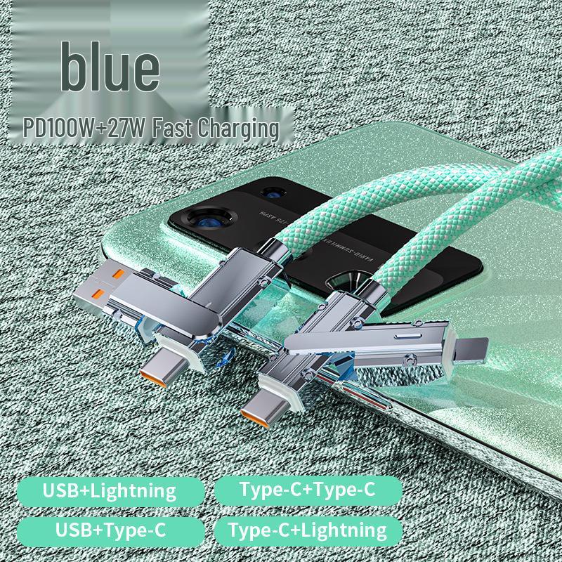 4-in-1 Braided Type-C Fast Charging & Data Cable for Mobile Phones