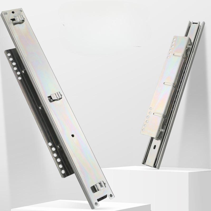 Pull basket track, Kitchen cabinet drawer Buffered slide rail, Bottom and side installation Adjustable width With damping buffer