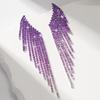Ladies Light Luxury Gradient Color Long Tassel Shines Crystal Ear Drop