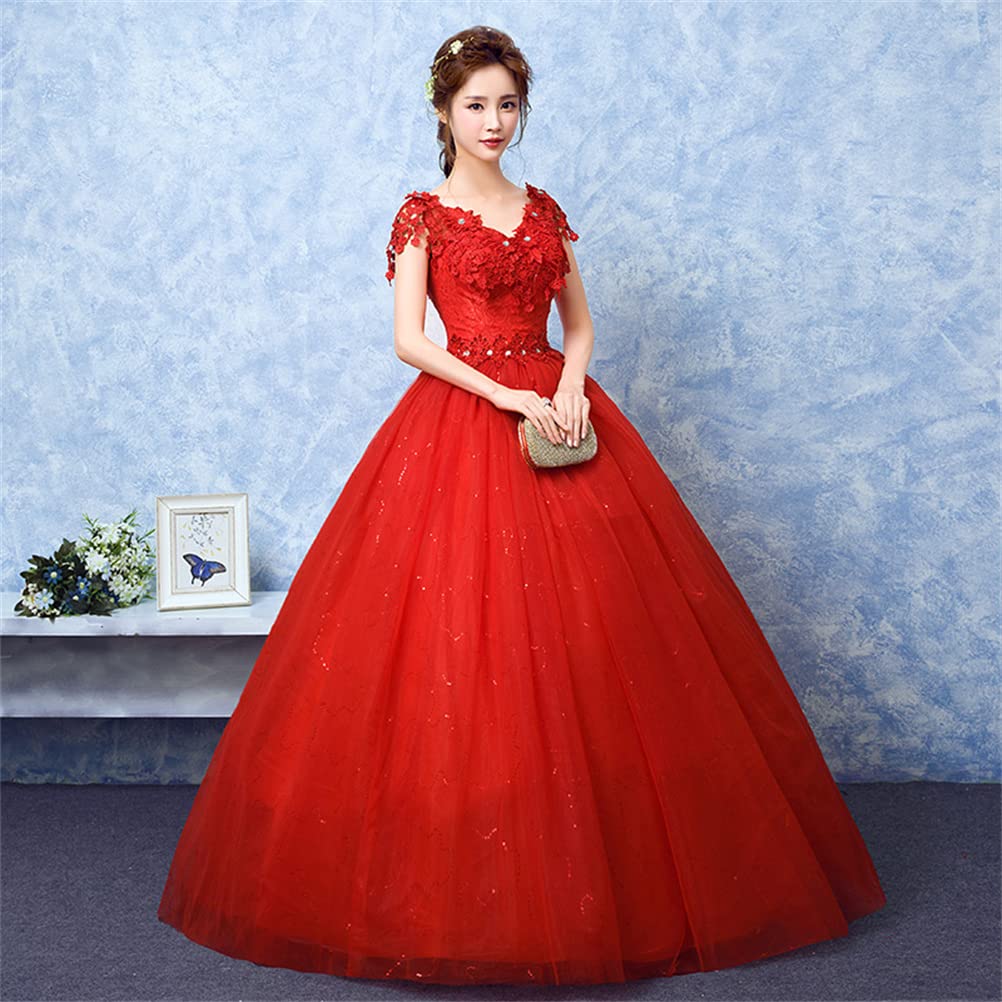 JINZUOMA Wedding Bridal Embroidered Formal Long Elegant Formal Dress with Floral Perfect for and Parties Size Women's Dress, One-Piece Dress, Dress,