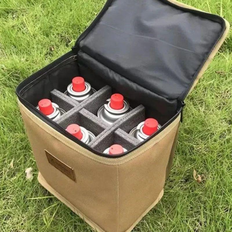 Outdoor Camping Storage Bag Double Layers Multipurpose Cassette Furnace Gas Cylinders Organizer Bags Picnic Camp