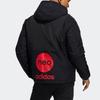 adidas Neo Logo Print Patchwork Hooded Long Sleeve Cotton Jacket Men Outerwear Black HC9731