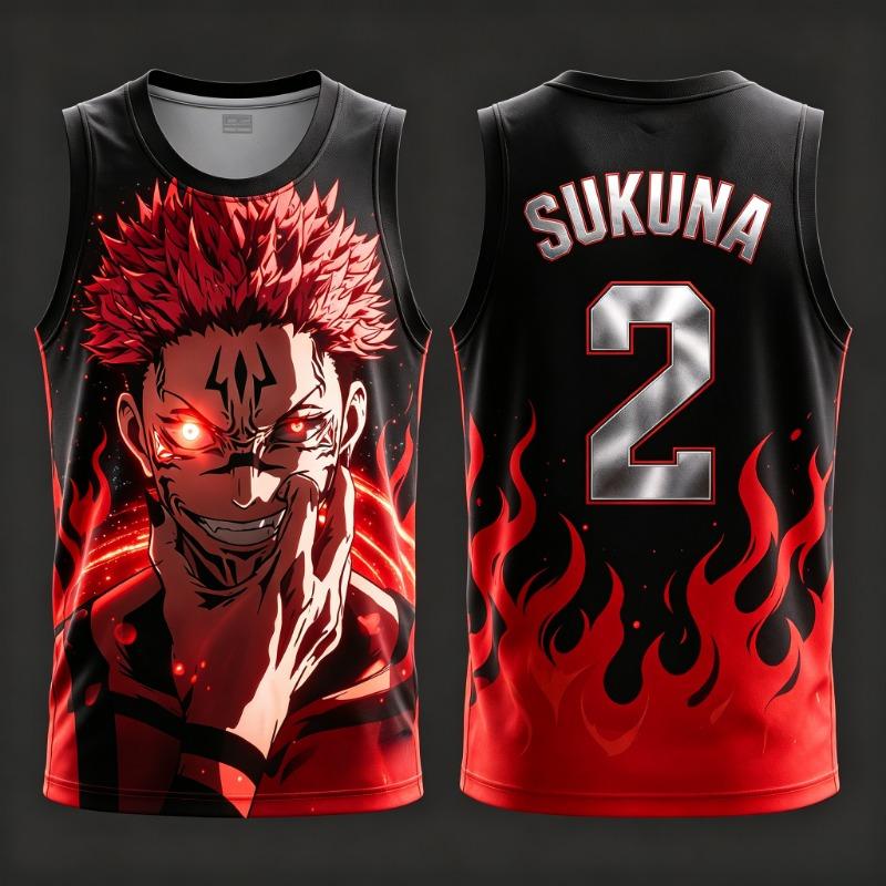 2026 Nový JUJUTSU KAISEN Č.1 2 77 23 11 34 45 Anime tílko Pánské dospělé 3D tištěné Speciální basketbalové tílko Dětské Prodyšné