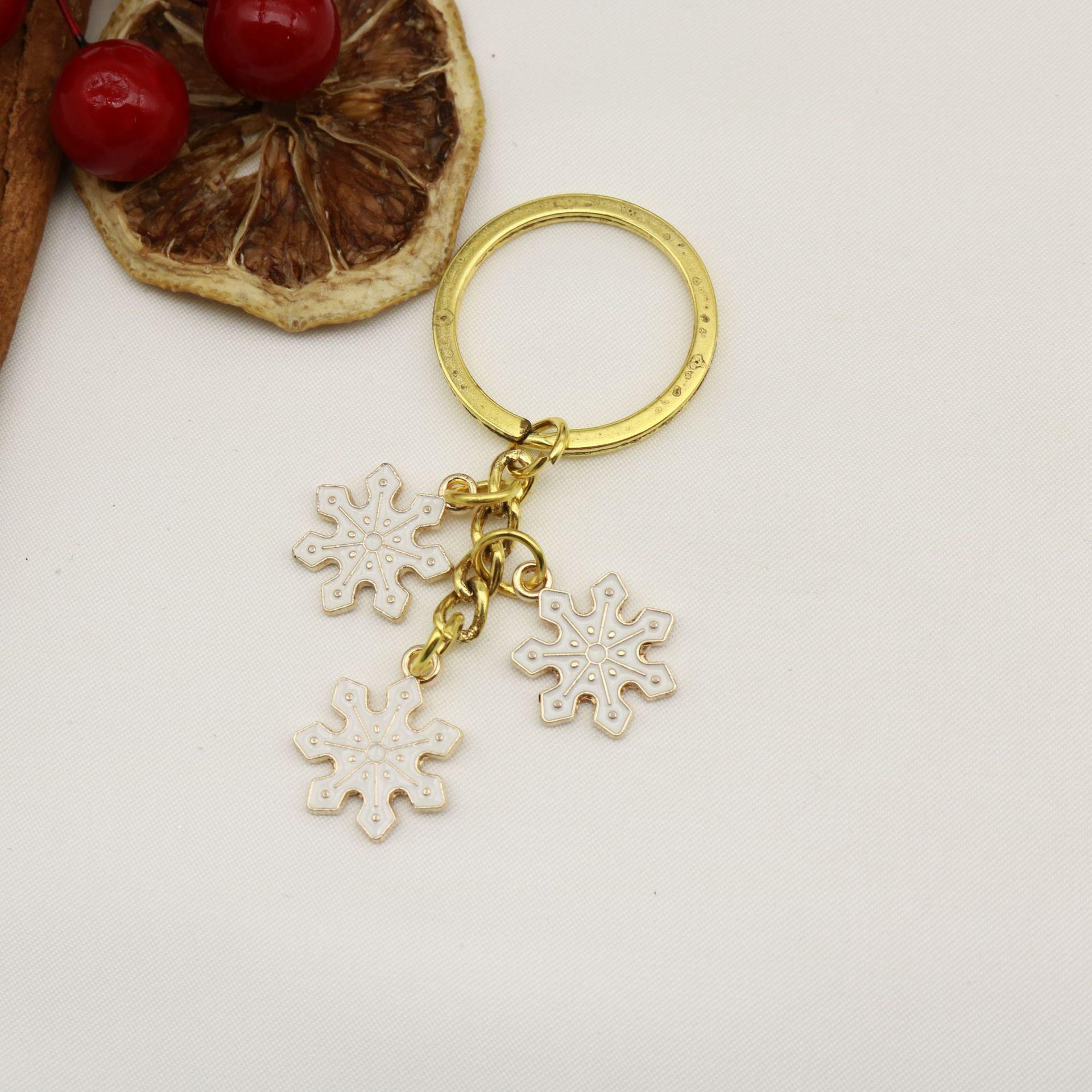 European & American Christmas Snowflake Bell Alloy Keychain Ornament
