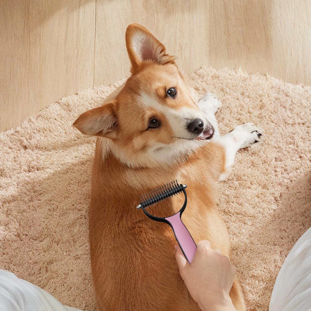 Neue 2-seitige Tierentfilzkamm, Floh- & Haarentfernbürste für Hunde Katzen