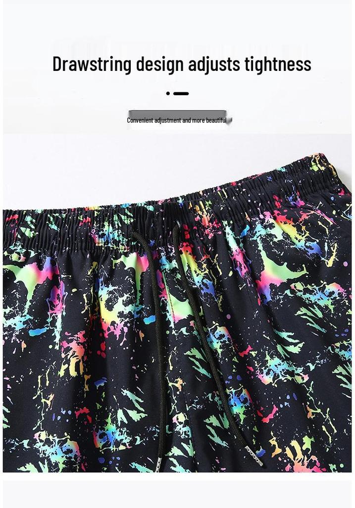 2025 Summer Ice Silk Quick-Dry Graffiti Bermuda Shorts