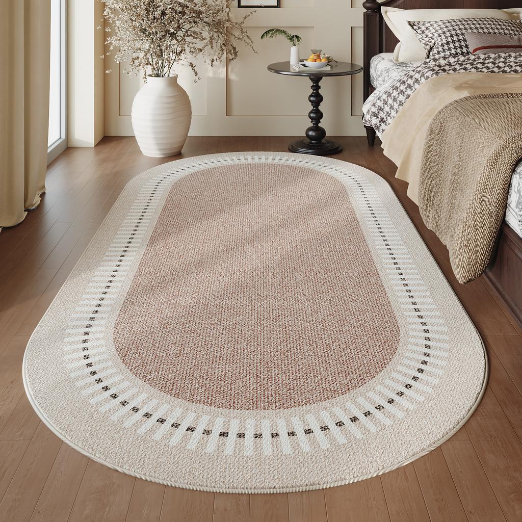 Alfombras Estilo Tronco Retro para Sala de Estar Dormitorio Minimalista Alfombra Artística Ovalada Alfombrilla de Noche Lavable para el Hogar Alfombrilla Gruesa para el Suelo