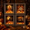 Seasonal Interior Decor Halloween Shadow Box Frame DIY Lighted Craft Kit, Wooden Night Light with Unique Gift for Lovers Sea Glass Stones, Gothic LED