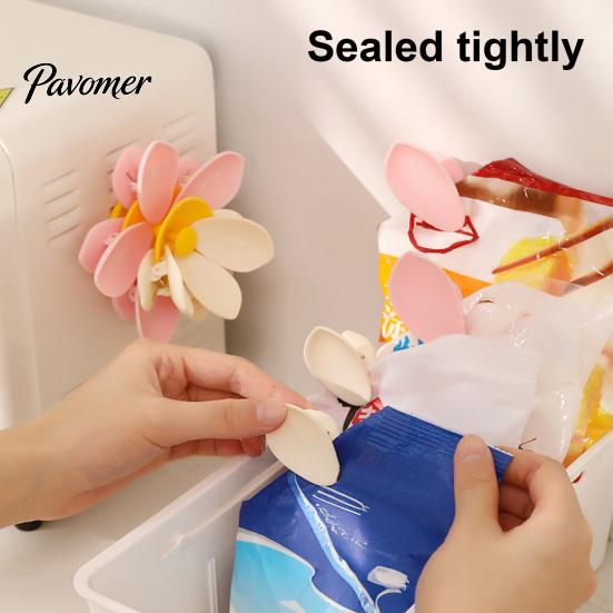 Floral Fridge Magnet Clip 2PCS Lotus Blossom Sealing Clips, Magnetic Refrigerator Bag Multi-petal Moisture-Proof Storage for Kitchen Snack