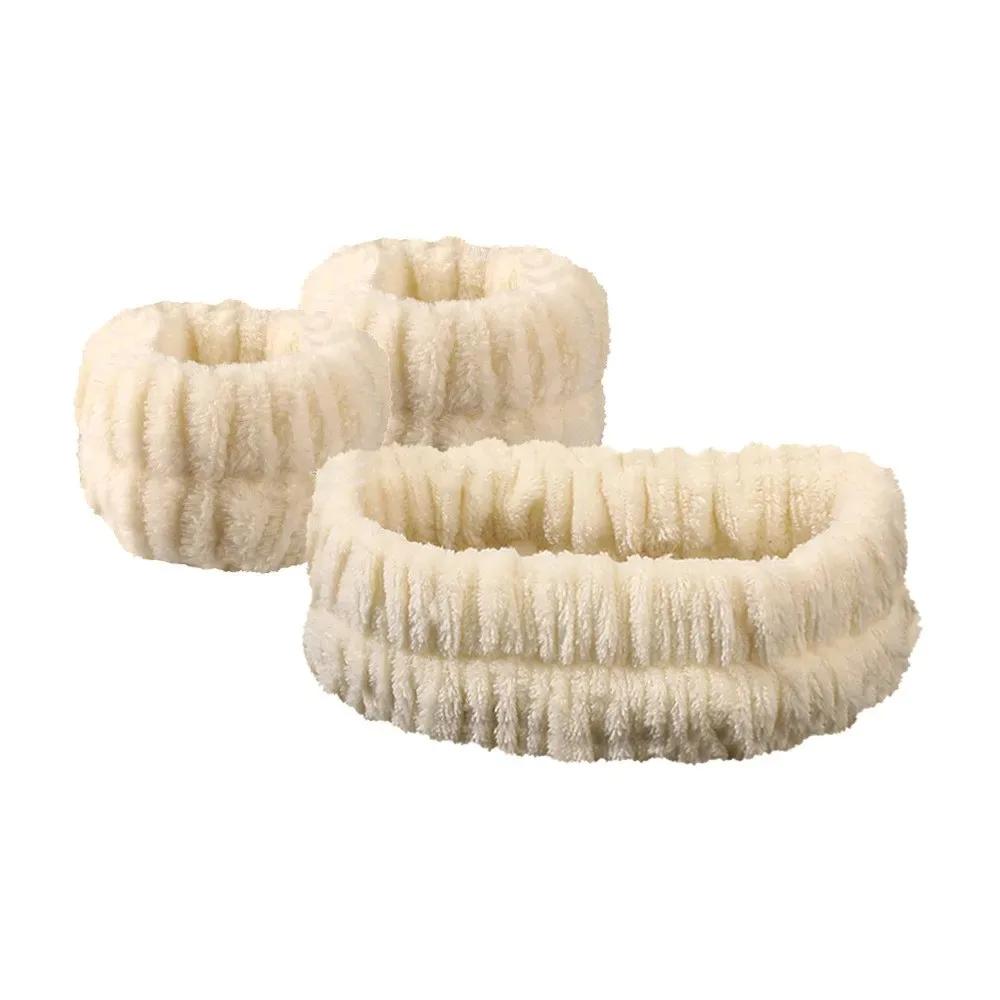 1/2/3pcs Bow Headband Wristband Set Towel Elastic Soft Washing Face Shower Make Up Yoga Sports Skincare Headband For Women Girls