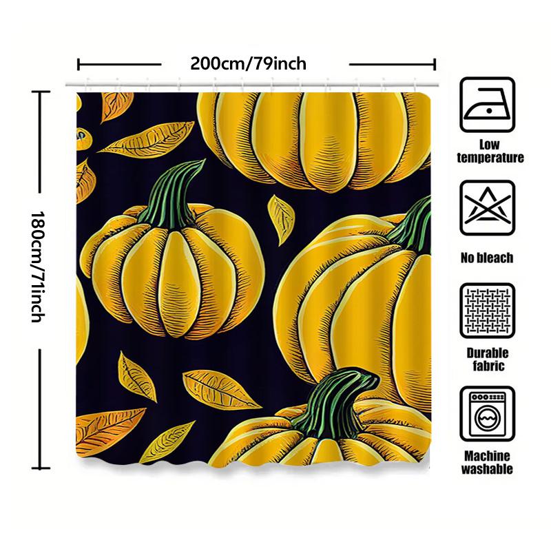 Tuniu Pumpkin Pattern Shower Curtain Halloween Fall Decor Cute Graphic Design Home Decor