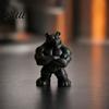 Detailed Muscle Figure 3D Printed Bear Statue, Matte Black Fitness Ornament for Office Figurine Bookshelf Gym Decor, Compact Inspirational Gift