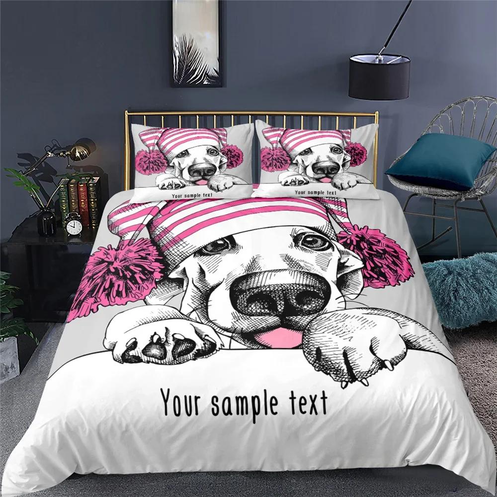 Hund Valp 3D Sängkläder Set Mode Bekvämt Täcke Påslakan Örngott Sängkläder Set Barn Sovrumsdekoration Hemtextil