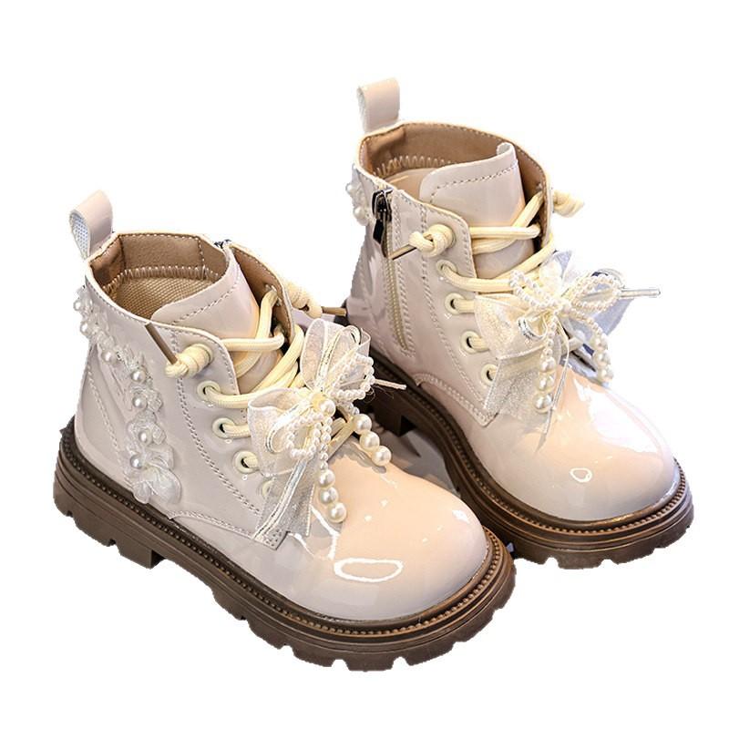 Kids Fashion Pearl Ankle Boots Spring Soft‑sole Princess Short Boots for Girls