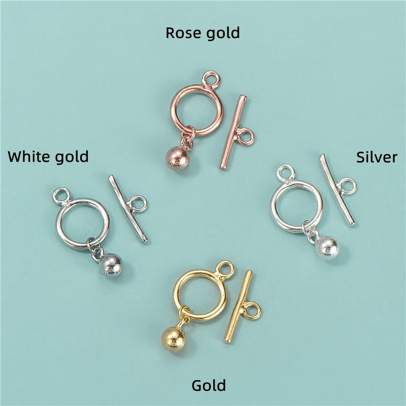 925 Sterling Silver OT Toggle Clasps with Dangle Ball Diy Bracelet Necklace Connectors Buckle Accessories Small белого золота