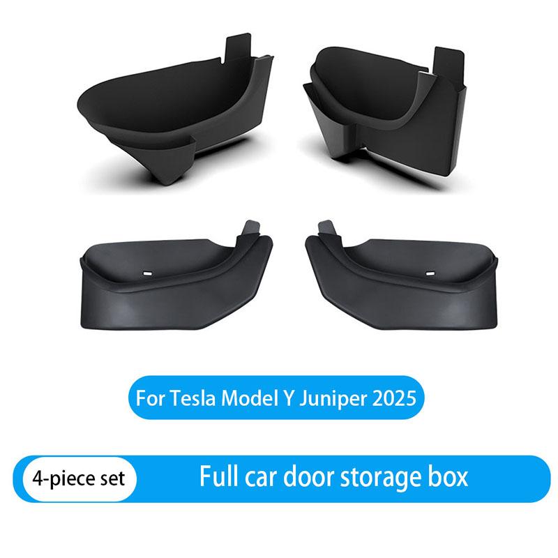Car Door Side Storage Box For Tesla Model Y Juniper 2025 Full-Cover Front And Rear Door Tray Organizer Car Interior Accessories