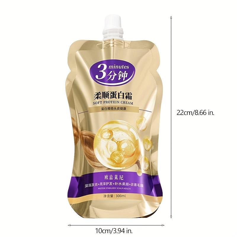 3-Minute Soft Protein Hair Cream with Collagen & Keratin - Hydrating & Strengthening Treatment for Dry Damaged Hair, Plant Squalane & Glycerin Formula
