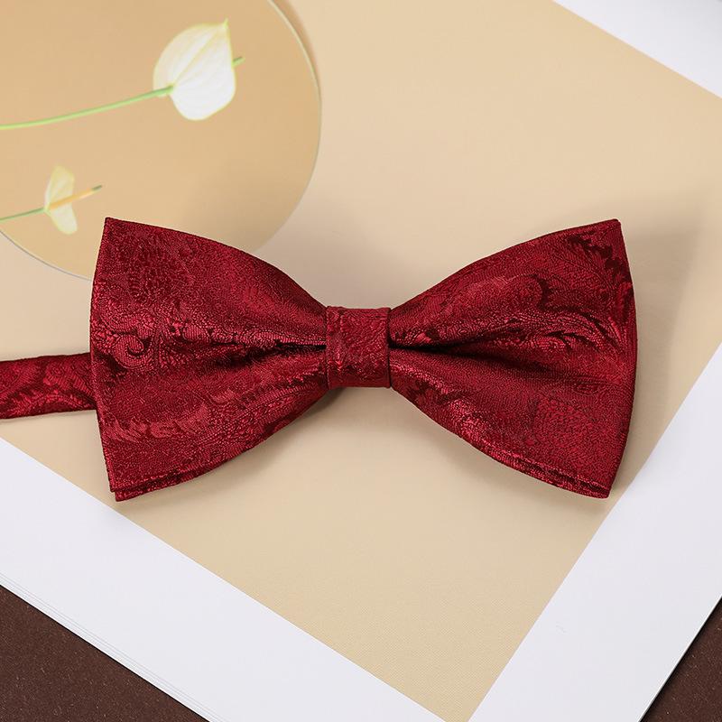 Men'S Fashion Bow Tie Color Woven Jacquard Double Striped Small Flower Business Retro Suit Shirt Bow