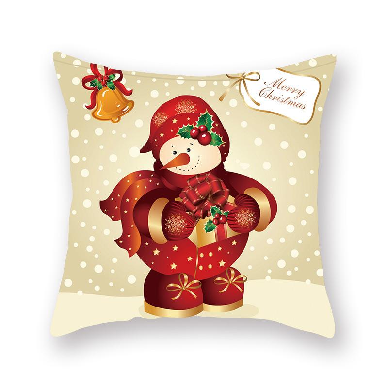 Cartoon Print Christmas Pillow Holiday Decoration Sofa Pillow Case Christmas Cushion