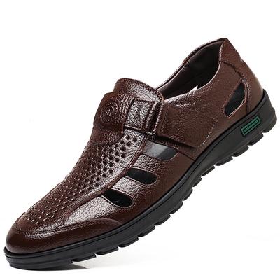 2024 Men Sandals Cozy Hollow Non-slip Soft Cool Lighted Breathable All-match Classic Wearable Fashion Casual Leather Sandals