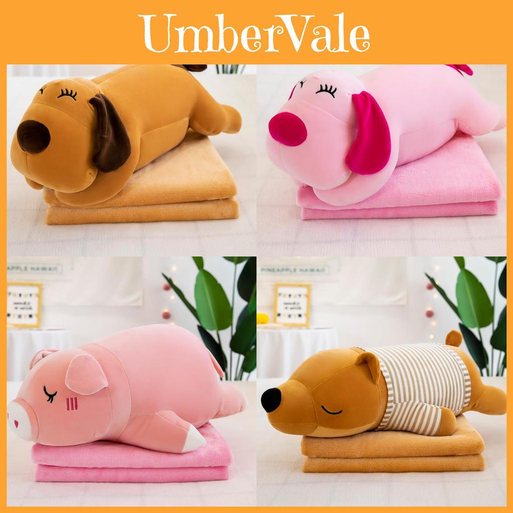 Plush Pig Animal Pillow Blanket With Short Plush Cover For Kids Gift