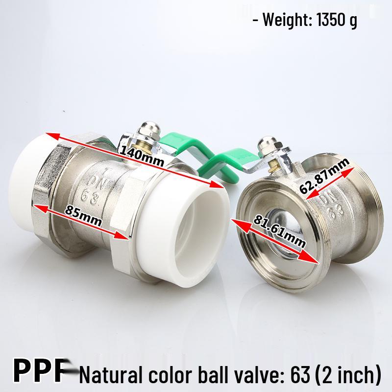 High-Temperature PPR Ball Valve: Double Union, Copper, Hot Melt, Sizes 20-75, Water Pipe & Switch