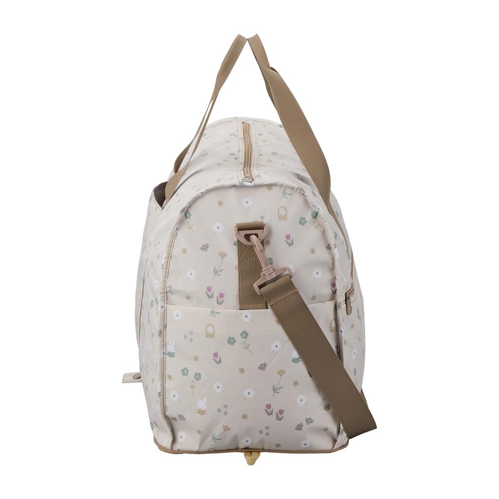 Folding Boston Bag, Large, Miffy HPL0004, B272. Greige Small Flowers