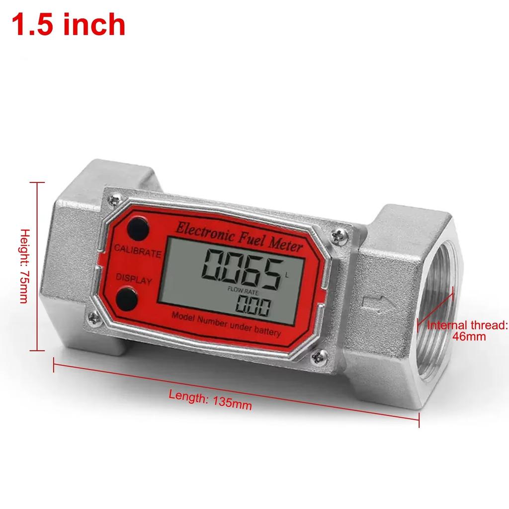 High Precision Digital Display Turbine Flow Meter Fuel Flowmeter Measuring Diesel Kerosenes Gasolines Water Methanol 1/1.5/2inch