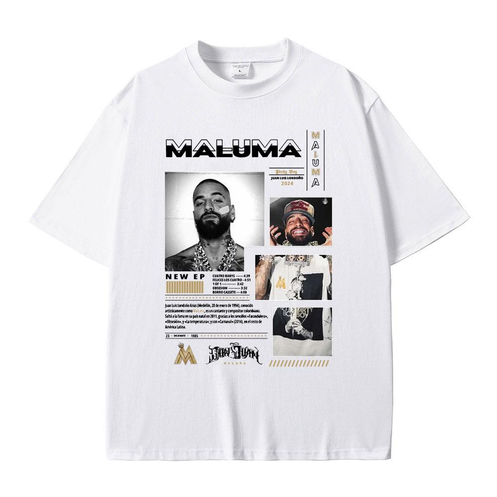 Zpěvák Maluma Obal hudebního alba Trička Pánská Dámská Ležérní Bavlněné Tričko Pánská Móda Nadrozměrná Trička Hip Hop Rap Streetwear
