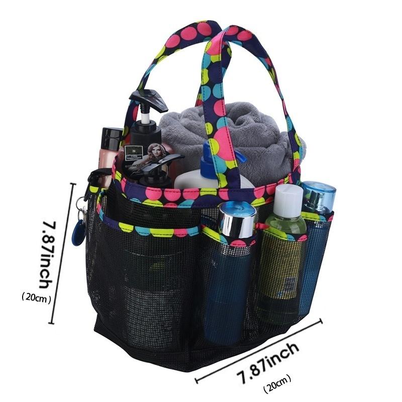 

Men s Portable Mesh Shower Caddy Quick Dry Women Tote Hanging Bath Toiletry Organizer Bag 7 Storage Pockets Double Handles Coll