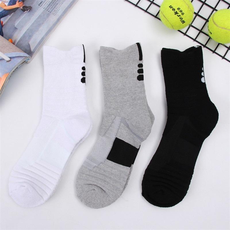 Ball Socks Men'S Thickened Towel Bottom Terry Socks Elite Socks Medium Long Tube High Top Running Outdoor Socks Sports Socks