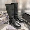 Long Boots Embroidered Leather Retro Color Matching Knight Boots Women