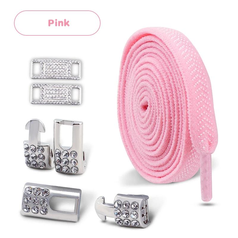 Tennis Silver Diamond Buckle Shoelaces No Tie Shoe Laces Elastic Laces Sneakers Without Ties Flat Shoelace for Shoes Accessories
