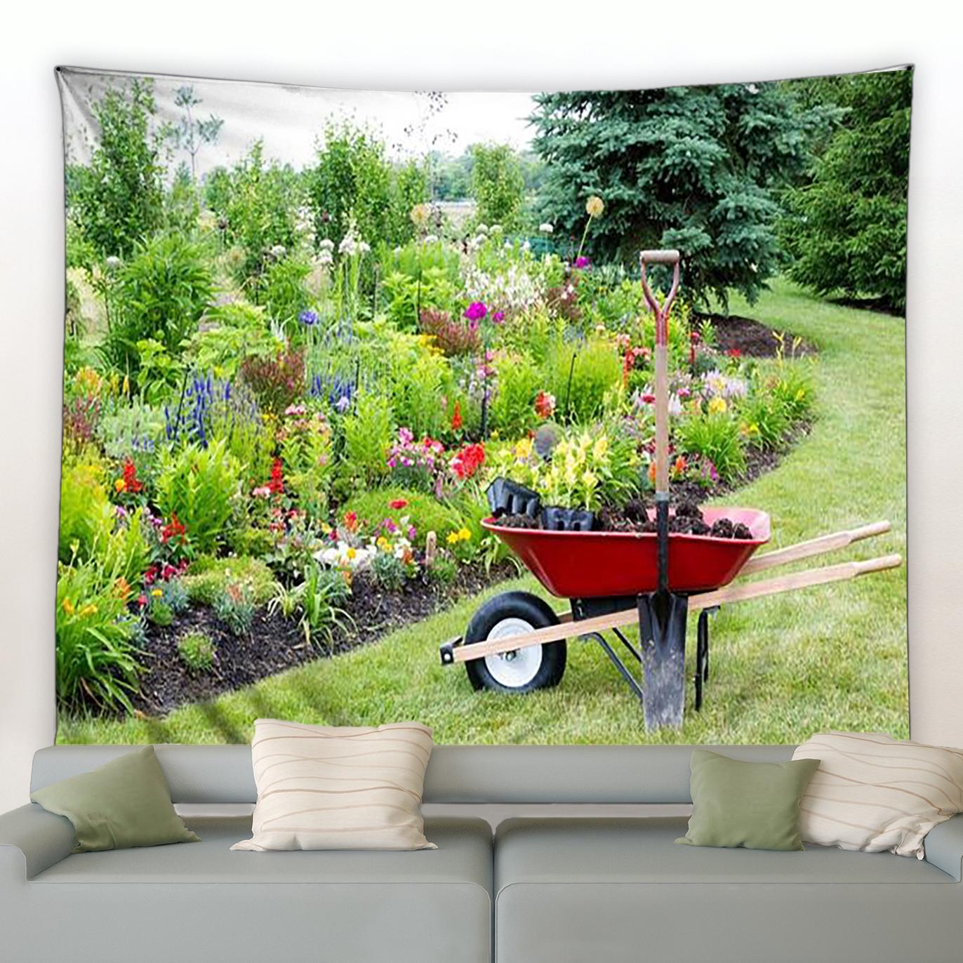 

Садовый Пейзаж Гобелен Весенний Лес Цветочное Растение Парк Пейзаж Настенный Гобелен Спальня Комната Эстетика Украшения Дома 100X75CM