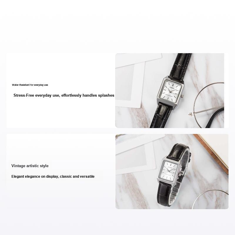 Casio Standard Series Silver Square Retro Art Quartz Movement Leather Strap Watch Women watches LTP-V007L-7E1