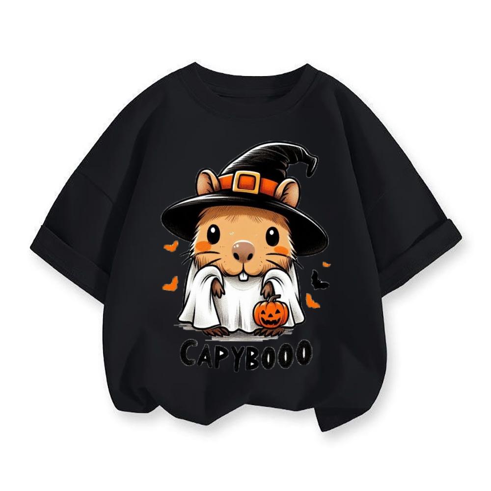 New Cartoon Kapibala Print Children's Short-sleeved T-shirt, Pure Cotton Summer Children's Clothing