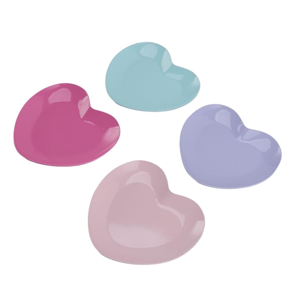4pcs Stainless Steel Heart Shaped Makeup Palette Anti Rust  Mixing Tray for Travel