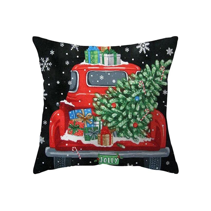 Merry Christmas Santa Print Pattern Cushion Cover Home Living Room Sofa Decorative Square Pillow Cover