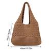 Simple Look Diamond Pattern Tote Bag Hollow Out Solid Color Woven Handbag Retro Style Knit Fabric Knitted Bag Women