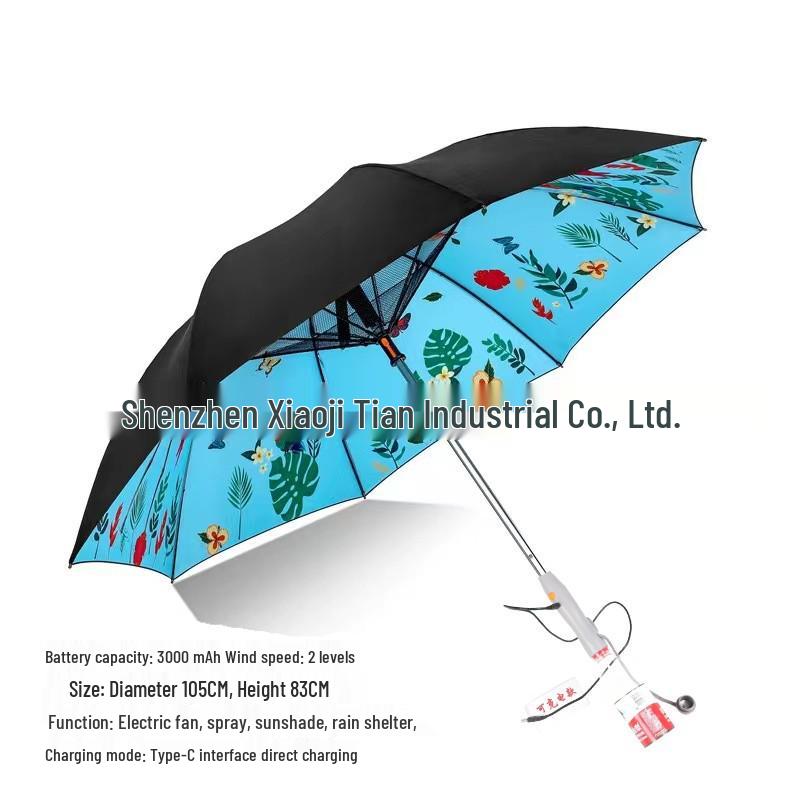 Umbrella with Built-in Fan and Mist Cooling – Sunscreen and Water-Spraying Technology