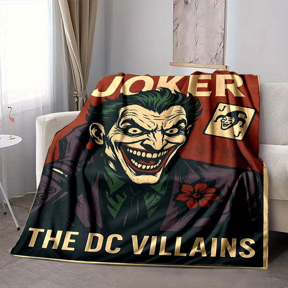 

1pc Joker Villain Flannel Throw Blanket - Lightweight Soft Warm All-Season Blanket for Sofa, Bed, Travel, Camping L1029069 80x120cm