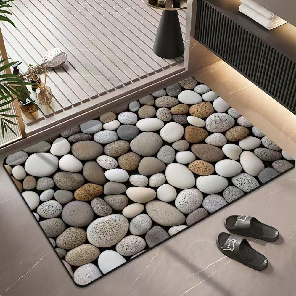 1Pcs Pebble Pattern Soft Kitchen Rug Anti-Fatigue Kitchen Rug Waterproof Non-Slip Rugs Set Runner Rug Bedside Rug Absorbent Carpet For Kitchen