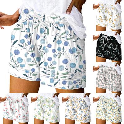 Women's Casual Summer Elastic Beach Shorts Print Casual Shorts
