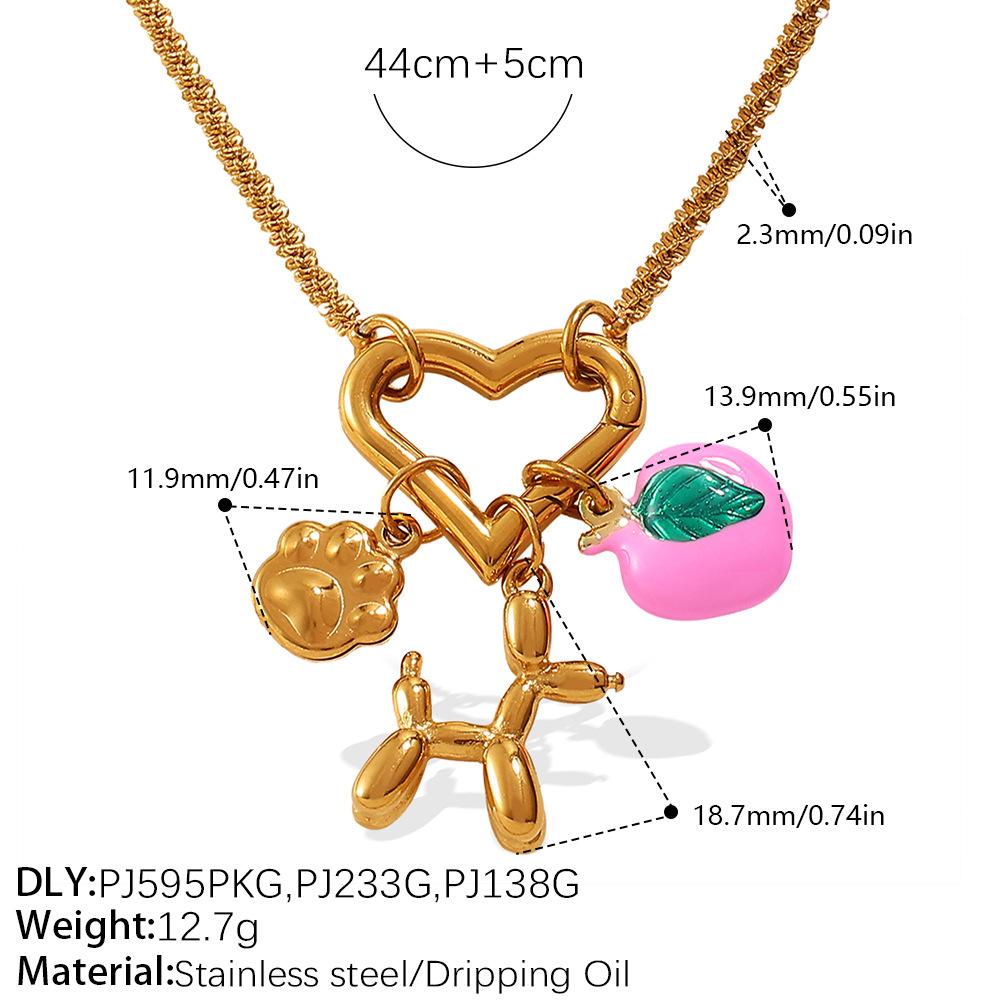 Stainless steel multi-element pendant DIY necklace heart-shaped pendant gold-plated oil drop pendant necklace