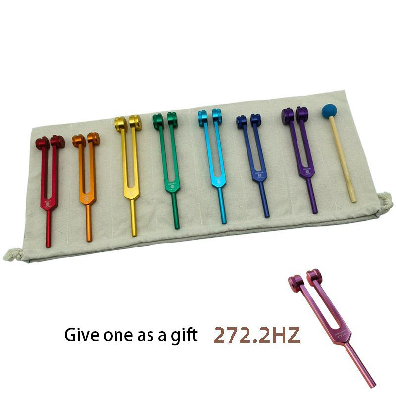 Colorful 8 Tuning Fork Set Healing Yoga Relaxation Musical Instrument Therapeutic Diapason Yoga Meditation Set Tuning Fork