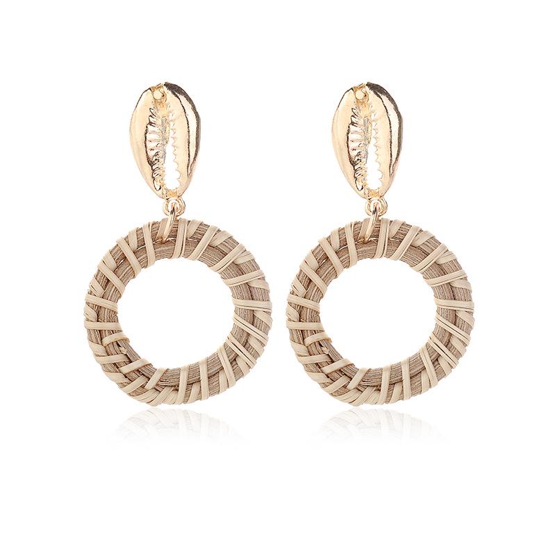 European  American Fashion Woven Shell Stud Earrings