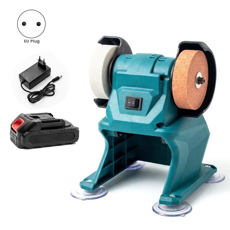 A25F-Dual Wheel 5500RPM Cordless Bench Grinder Metal Stone Polishing Tool For 21V Battery Power EU EU Plug
