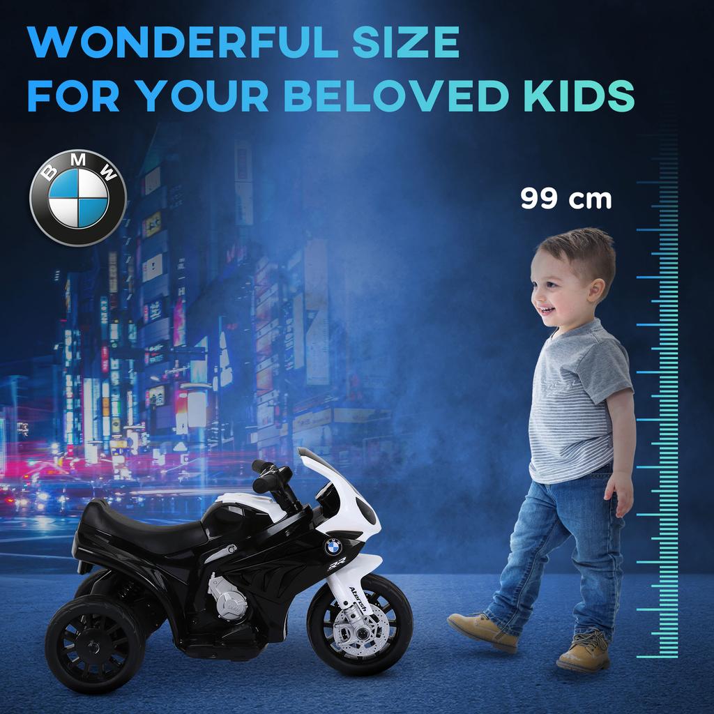 Electric Motorbike for Kids Ride on BMW Motorbike W/Headlights and Music, 6V, Black