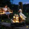 Squirrel And Duck Solar Water Fountain Resin Garden Decor For Patio And Lawn