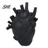 Realistic Heart Sculpture Shaped Flower Vases, Resin Vase, Creative Holder, Modern Art Vase Style Decorative for Home Wedding Valentine Gift